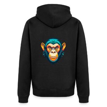 Affe Niedlich Kawaii Cartoon Clipart Tier Gesicht - Unisex Premium Bio Zip Hoodie - Schwarz - Hinten - Nico (187cm)