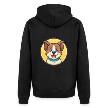 Dog Kawaii Cartoon Character Animal Pet Face - Unisex Premium Organic Zip Hoodie - black - Back - Nico (187cm)