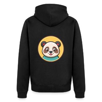 Panda Kawaii Cartoon Character Animal Pet Face - Unisex Premium Organic Zip Hoodie - black - Back - Nico (187cm)