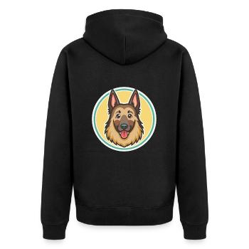 Chien de berger belge, race de chien, dessin animé kawaii clipart - Veste à capuche bio Premium Unisexe - noir - Dos - Nico (187cm)