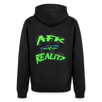 AFK into reality Gamer - Unisex Premium Bio Zip Hoodie - Schwarz - Hinten - Nico (187cm)