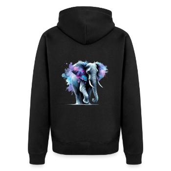 Éléphant majestueux en aquarelle - Veste à capuche bio Premium Unisexe - noir - Dos - Nico (187cm)