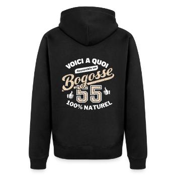 55-jährige Bogosse - Unisex Premium Bio Zip Hoodie - Schwarz - Hinten - Nico (187cm)