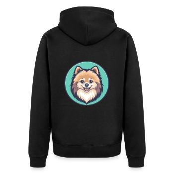 Pommersche Deutsche Spitz Hunderasse Karikatur Kawaii - Unisex Premium Bio Zip Hoodie - Schwarz - Hinten - Nico (187cm)