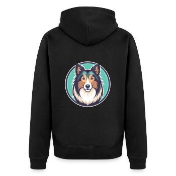 Sheltie Hunderasse Cartoon Figur Kawaii Clipart - Unisex Premium Bio Zip Hoodie - Schwarz - Hinten - Nico (187cm)