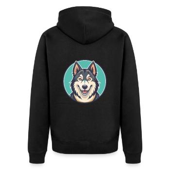 Tamaskan Dog Breed Colorful Cartoon Kawaii Clipart - Unisex Premium Organic Zip Hoodie - black - Back - Nico (187cm)