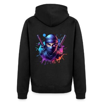 Ninja - Unisex Premium Organic Zip Hoodie - black - Back - Nico (187cm)