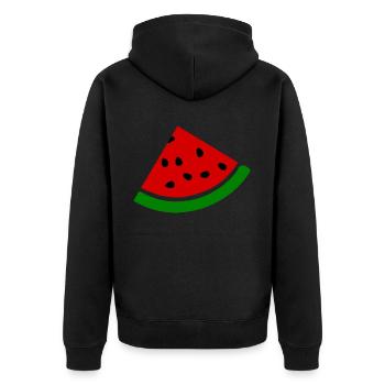 Wassermelone - Unisex Premium Bio Zip Hoodie - Schwarz - Hinten - Nico (187cm)