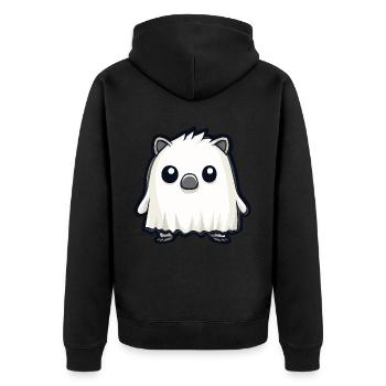 Hedgehog Halloween Comic Ghost - Unisex Premium Organic Zip Hoodie - black - Back - Nico (187cm)