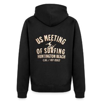 US meeting of surfing Huntington beach - Veste à capuche bio Premium Unisexe - noir - Dos - Nico (187cm)