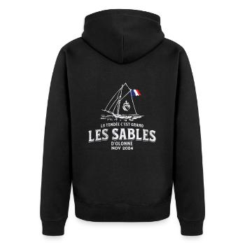 Die Vendée ist groß im Jahr 2024 - Unisex Premium Bio Zip Hoodie - Schwarz - Hinten - Nico (187cm)