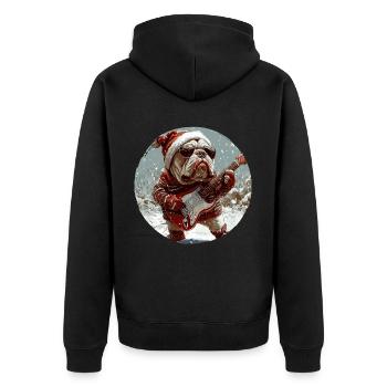 Mastiff Hund Weihnachten Rocker Gitarre - Unisex Premium Bio Zip Hoodie - Schwarz - Hinten - Nico (187cm)
