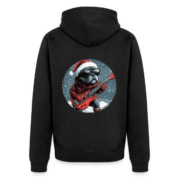 Staffordshire Bull Terrier Hund Weihnachten Rocker - Unisex Premium Bio Zip Hoodie - Schwarz - Hinten - Nico (187cm)