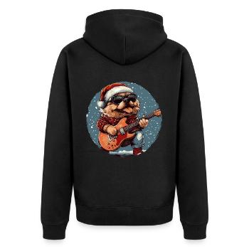Chow Chow Hund Weihnachten Rocker Gitarre - Unisex Premium Bio Zip Hoodie - Schwarz - Hinten - Nico (187cm)