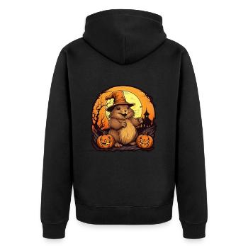 Halloween Capibara - Unisex Premium Organic Zip Hoodie - black - Back - Nico (187cm)