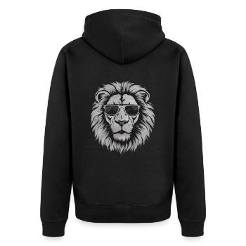 Lion Lion Animal Africa - Unisex Premium Organic Zip Hoodie - black - Back - Nico (187cm)