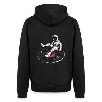 astronaute disque vinyle musique vinyle - Veste à capuche bio Premium Unisexe - noir - Dos - Nico (187cm)