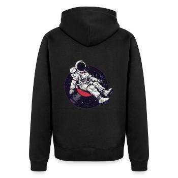 astronaute disque vinyle musique vinyle - Veste à capuche bio Premium Unisexe - noir - Dos - Nico (187cm)