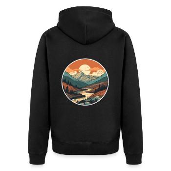 Natur Wandern Landschaft - Unisex Premium Bio Zip Hoodie - Schwarz - Hinten - Nico (187cm)
