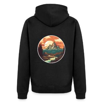 Natur Wandern Landschaft - Unisex Premium Bio Zip Hoodie - Schwarz - Hinten - Nico (187cm)