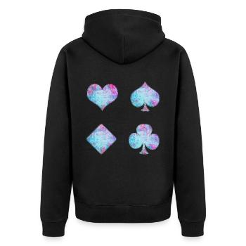 Spielkarten - Unisex Premium Bio Zip Hoodie - Schwarz - Hinten - Nico (187cm)