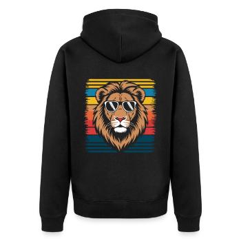 Lion Lion Animal Africa - Unisex Premium Organic Zip Hoodie - black - Back - Nico (187cm)
