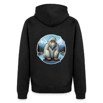 Yeti - Unisex Premium Organic Zip Hoodie - black - Back - Nico (187cm)