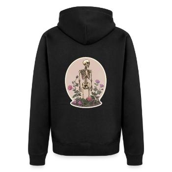 Plant Lover Skeleton Flowers - Unisex Premium Organic Zip Hoodie - black - Back - Nico (187cm)