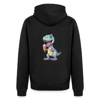 Dino mange de la glace - Veste à capuche bio Premium Unisexe - noir - Dos - Nico (187cm)