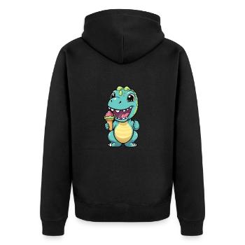 Dino eats cream - Unisex Premium Organic Zip Hoodie - black - Back - Nico (187cm)