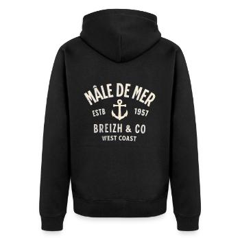Männchen des Meeres Breizh Co - Unisex Premium Bio Zip Hoodie - Schwarz - Hinten - Nico (187cm)