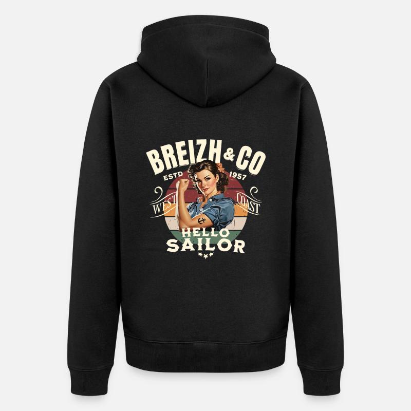 Breizh Hello Sailor - Veste à capuche bio Premium Unisexe - noir