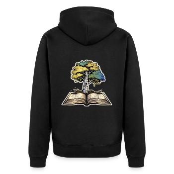 Lesen - Unisex Premium Bio Zip Hoodie - Schwarz - Hinten - Nico (187cm)