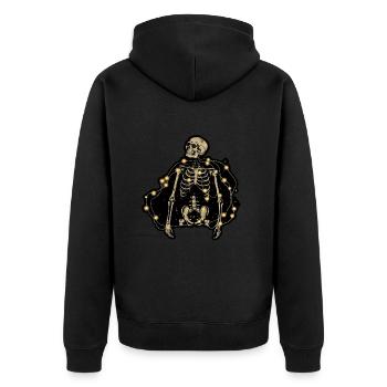 Skelett Lichter Knochen Totenkopf - Unisex Premium Bio Zip Hoodie - Schwarz - Hinten - Nico (187cm)