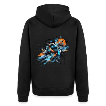 Martin pécheur, aquarelle coloré,oiseau - Veste à capuche bio Premium Unisexe - noir - Dos - Nico (187cm)