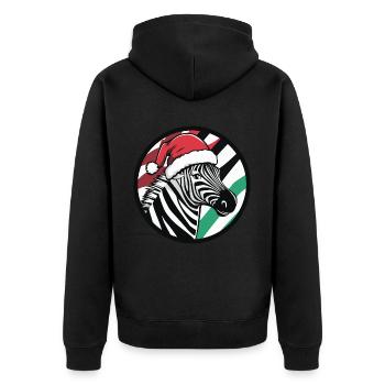 Zebra Weihnachten X-Mas - Unisex Premium Bio Zip Hoodie - Schwarz - Hinten - Nico (187cm)