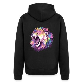 Rugissement d'un lion coloré style pop art - Veste à capuche bio Premium Unisexe - noir - Dos - Nico (187cm)