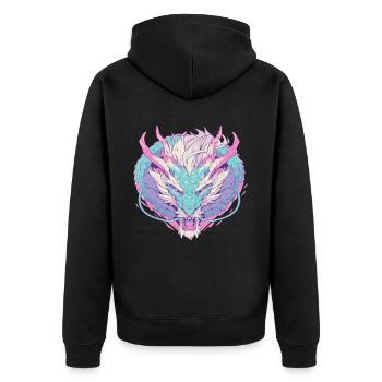 Tête de dragon en style pop art couleurs pastel - Veste à capuche bio Premium Unisexe - noir - Dos - Nico (187cm)
