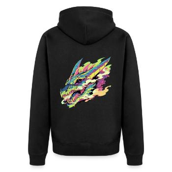 A colorful and stylized dragon - Unisex Premium Organic Zip Hoodie - black - Back - Nico (187cm)