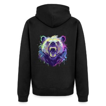 Brightly Colored Furious Bear - Unisex Premium Organic Zip Hoodie - black - Back - Nico (187cm)