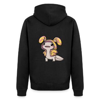 Tenue d’axolotl coloré avec des lapins - Veste à capuche bio Premium Unisexe - noir - Dos - Nico (187cm)