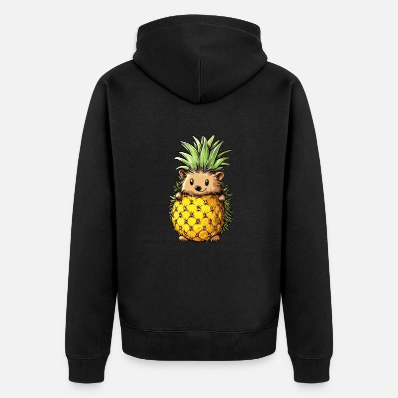 Ananas Igel - Unisex Premium Bio Zip Hoodie - Schwarz