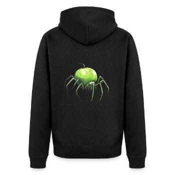 Apfelspinne Apfel Spinne - Unisex Premium Bio Zip Hoodie - Schwarz - Hinten - Nico (187cm)