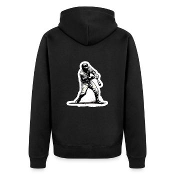 Baseballspieler schwarz weiß - Unisex Premium Bio Zip Hoodie - Schwarz - Hinten - Nico (187cm)