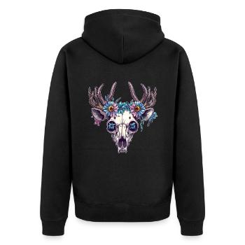 Wendigo Crâne Floral Wild - Veste à capuche bio Premium Unisexe - noir - Dos - Nico (187cm)