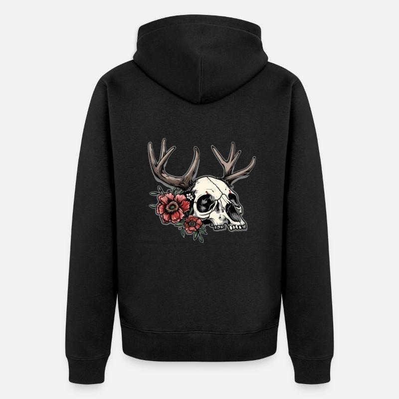 Wendigo Crâne Floral Wild - Veste à capuche bio Premium Unisexe - noir