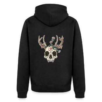 Wendigo Crâne Floral Wild - Veste à capuche bio Premium Unisexe - noir - Dos - Nico (187cm)