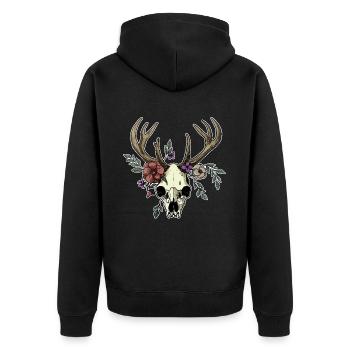 Wendigo Crâne Floral Wild - Veste à capuche bio Premium Unisexe - noir - Dos - Nico (187cm)