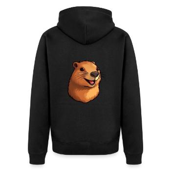 Capibara - Unisex Premium Bio Zip Hoodie - Schwarz - Hinten - Nico (187cm)