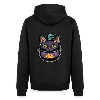 Chat Chaudron Chat Sorcière Halloween - Veste à capuche bio Premium Unisexe - noir - Dos - Nico (187cm)